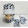 Promotion Lady Knitted Winter Warm Printed Polar Fleece Set